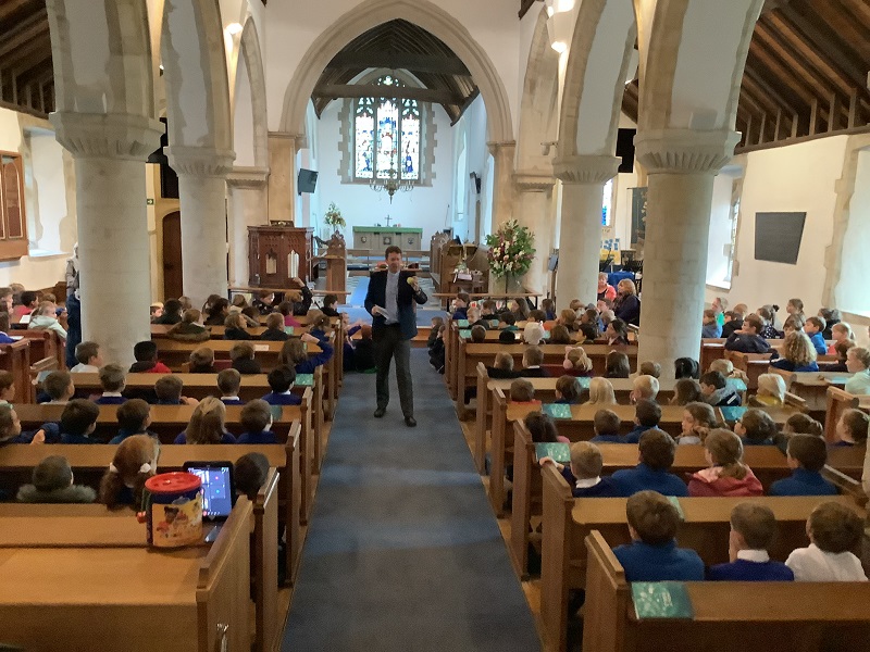 Overton Children inside the church